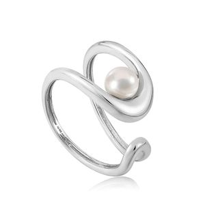 Ania Haie Silver Pearl Sculpted Adjustable Ring New